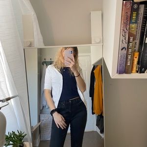 White short sleeve cardigan